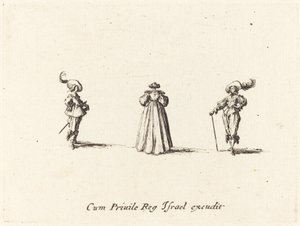 Lady Seen from Behind, and Two Gentlemen, valószínűleg 1634. alkotó: Jacques Callot