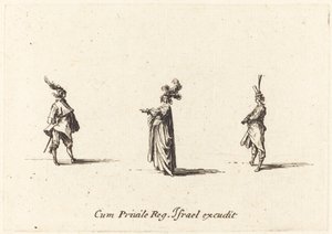 Lady tollas kalapban és két úriember, valószínűleg 1634-ből. alkotó: Jacques Callot