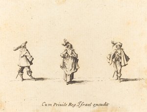 Tollas hölgy és két úriember alkotó: Jacques Callot
