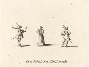 Hölgy borosüveggel és két úriember alkotó: Jacques Callot