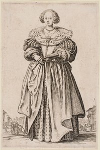 Hölgy rajongóval, a „Lotharingiai nemesség” sorozatból alkotó: Jacques Callot