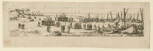 A csapatok partraszállása La Rochelle ostrománál, 1630 alkotó: Jacques Callot
