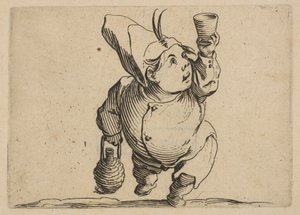 Le Beveur vu de Face Az ivó elölről nézve, Varie ábra Gobbi, öltöny..., 1616-22. alkotó: Jacques Callot