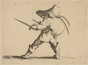A párbajozó karddal és tőrrel, Varie..., 1616-22. alkotó: Jacques Callot