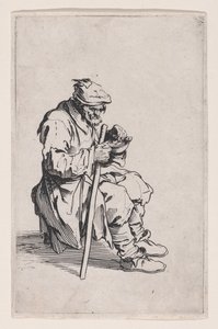 Az ülő és evő koldus, a „Les Gueux, suite appelée aussi Les Mendiants, Les Baroni, ou Les Barons” című sorozatból alkotó: Jacques Callot