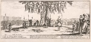 A lógatás (The Hanging) alkotó: Jacques Callot
