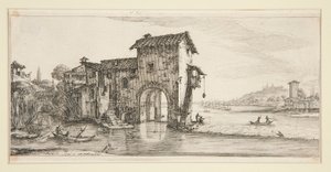 Le moulin a eau (A malom a vízen), Giovanni de Medici tájképeiből alkotó: Jacques Callot