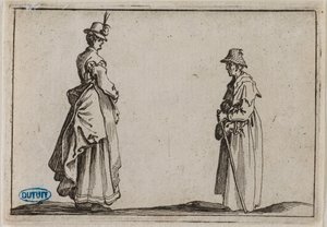 Szeszélyek, két nő profilból. Az 50 Firenzében metszett lapból álló sorozat tizenkilencedik száma (Lieure 232, Meaume 804) alkotó: Jacques Callot