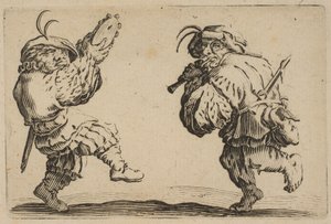 Les Danseurs a la Flute et au Tambourin Két táncos furulyázik és a Tambouri..., 1617-20. alkotó: Jacques Callot