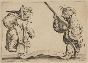 Les Danseurs au Luth A táncosok lanttal, a Les Caprices B sorozatból, The Nancy Set, 1617-20. alkotó: Jacques Callot