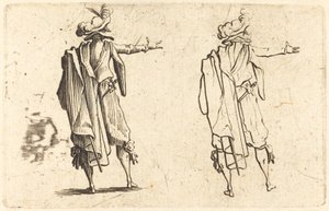 Férfi hátulról, kinyújtott jobb karjával alkotó: Jacques Callot