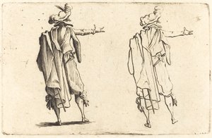Férfi hátulról, kinyújtott jobb karjával alkotó: Jacques Callot