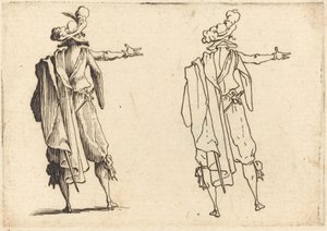 Férfi hátulról, kinyújtott jobb karjával alkotó: Jacques Callot