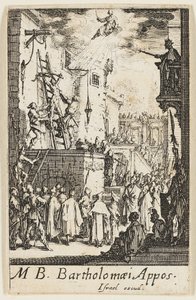 Szent Bertalan mártíromsága, kilencedik tábla az Apostolok mártíromsága című kötetből. alkotó: Jacques Callot