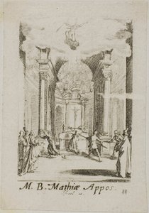 Szent Mátyás mártíromsága, tizenegyedik tábla az Apostolok mártíromsága című kötetből. alkotó: Jacques Callot