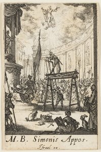 Szent Simon mártíromsága, tízes tábla az Apostolok mártíromságai című könyvből. alkotó: Jacques Callot