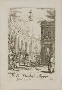Szent Thaddeus mártíromsága, tizenkettedik tábla az Apostolok mártíromsága című kötetből. alkotó: Jacques Callot