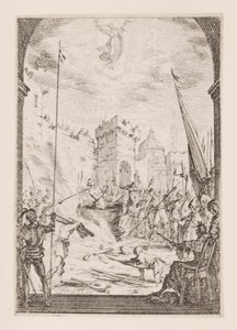 Szent János evangélista mártíromsága, sz. 2. Az apostolok vértanúságából alkotó: Jacques Callot