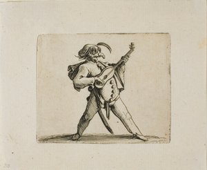 Álarcos komikus gitáron, Varie Figure Gobbitól alkotó: Jacques Callot