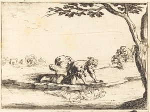 Nárcisz a vízben néz, 1628. alkotó: Jacques Callot
