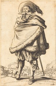 Szőrmével szegett köpenybe szíjazott nemes férfi alkotó: Jacques Callot