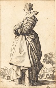 Nemes nő profilban, kezével egy muffban alkotó: Jacques Callot