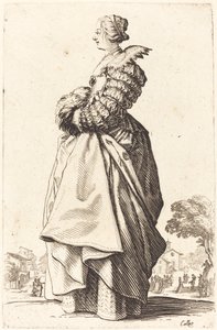 Nemes nő profilban, kezével egy muffban alkotó: Jacques Callot
