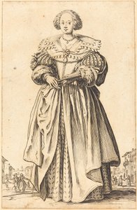 Nemes nő legyezővel alkotó: Jacques Callot