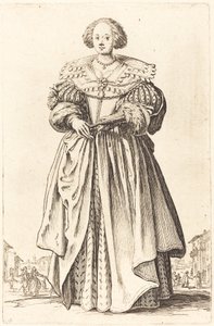 Nemes nő legyezővel alkotó: Jacques Callot