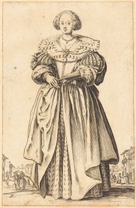 Előkelő hölgy legyezővel alkotó: Jacques Callot