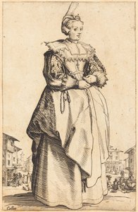 Előkelő nő kis kalapban alkotó: Jacques Callot