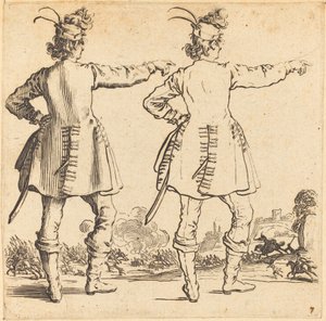 Tollas sapkás tiszt, hátulról nézve, 1617 és 1621. alkotó: Jacques Callot