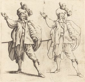 Tiszt nagy tollakkal, elölnézet alkotó: Jacques Callot