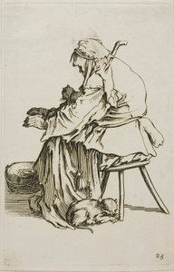 Öregasszony macskákkal, 25-ös tábla a The Beggars-től alkotó: Jacques Callot