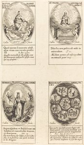 Rózsafüzér Szűzanya; Felhőben megjelenő szűz és gyermek; Diadalmas Szűz; Reu alkotó: Jacques Callot