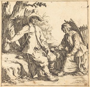 Parasztházaspár nyugalomban, c. 1621. alkotó: Jacques Callot