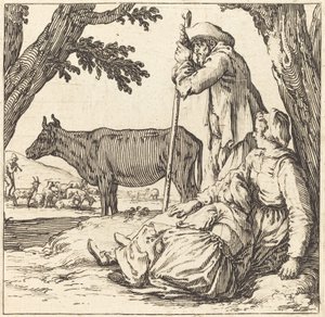 Parasztpár tehénnel alkotó: Jacques Callot