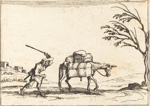 Paraszt, aki a szamarát korbácsolja alkotó: Jacques Callot