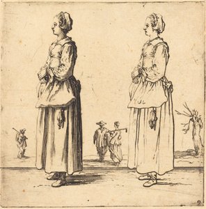 Parasztasszony, profilban, balra néz alkotó: Jacques Callot