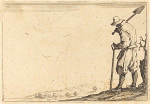 Paraszt, lapáttal a vállán alkotó: Jacques Callot