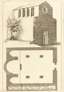Az Annas-ház melletti templom terve és emelése alkotó: Jacques Callot