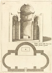 A Szent Jakab és János templom terve és emelése alkotó: Jacques Callot