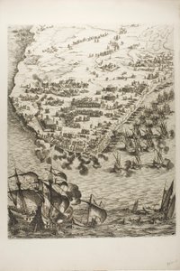Negyedik tábla La Rochelle ostromából alkotó: Jacques Callot