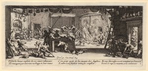 Egy parasztgazdaság kifosztása, A háború borzalmai sorozat 5. lapja alkotó: Jacques Callot
