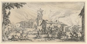 Egy falu kifosztása és felégetése alkotó: Jacques Callot