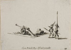 Felkészülés a kánon tüzelésére, tizedik lemez a Katonai gyakorlatokból alkotó: Jacques Callot