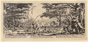 A parasztok bosszúja, a „Háború borzalmai” sorozat 17. lapja alkotó: Jacques Callot