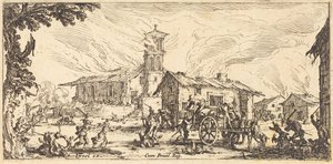 Egy falu feldúlása és felégetése alkotó: Jacques Callot