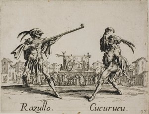 Razullo - Cucurucu, 19. tányér a Balli di Sfessania-tól alkotó: Jacques Callot