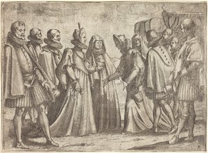 Fogadás Mantuában [jobbra], 1612. alkotó: Jacques Callot
